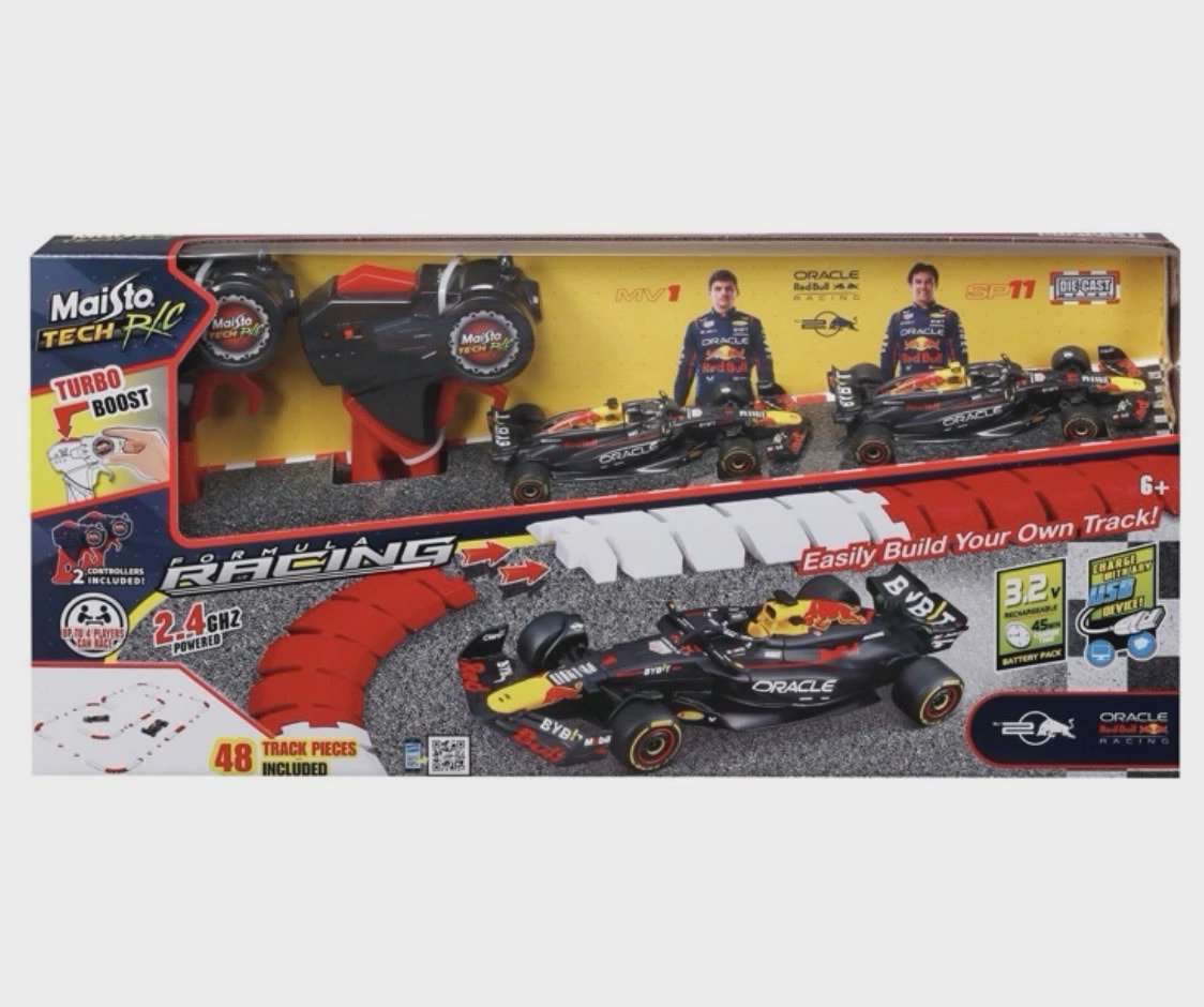F1 Esports Scale Racing Set Maisto Tech Red Bull Racing F1 RC Track Racing Set (2 Cars), 1:41 Die ...