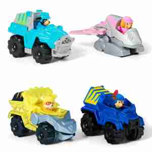 PAW Patrol True Metal Dino Rescue 4-Pack – Rex, Skye, Chase & Rubble Vehicles