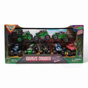 Monster Jam Grave Digger 40th Anniversary 8-pck 1:64 Trucks & More [DAMAGED BOX]